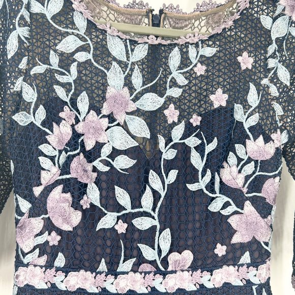 Marchesa Notte Floral Embroidered Guipure Maxi Dress - Picture 6 of 12